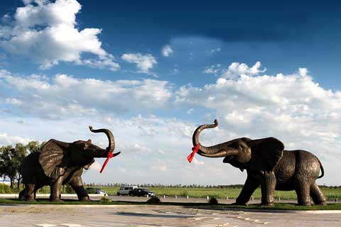 Exquisite design outdoor Large Antique Animal Statue Bronze Elephants Sculpture
