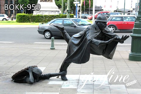 Innovative Street Landscape Bronze Statues of Rebellious Boy and Police -YOUFINE