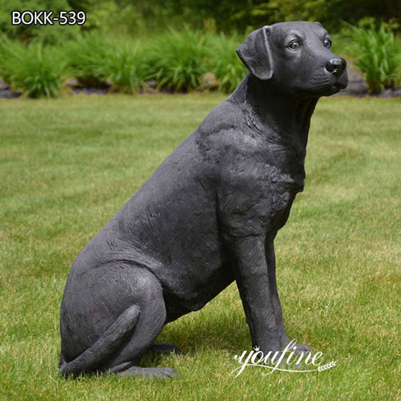 Custom Lifelike Black Bronze Pet Statue Lawn Decor factory supplier